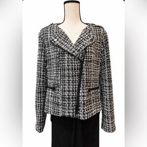 Simply Vera Vera Wang Black White Tweed Moto Jacket XL